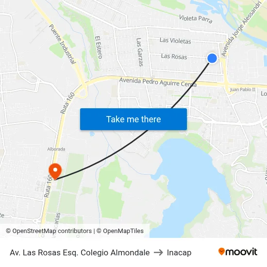 Av. Las Rosas Esq. Colegio Almondale to Inacap map