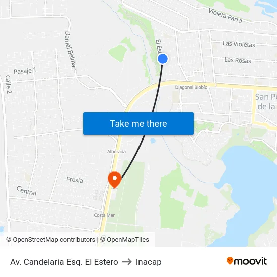 Av. Candelaria Esq. El Estero to Inacap map