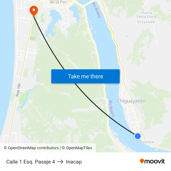 Calle 1 Esq. Pasaje 4 to Inacap map