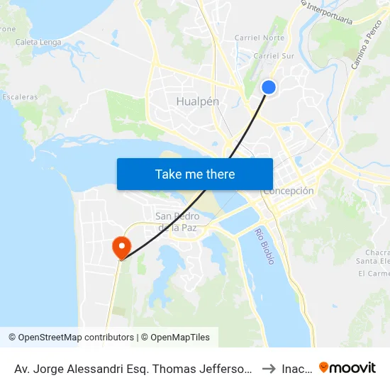 Av. Jorge Alessandri Esq. Thomas Jefferson School to Inacap map