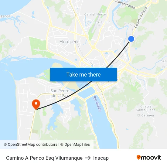 Camino A Penco Esq Vilumanque to Inacap map