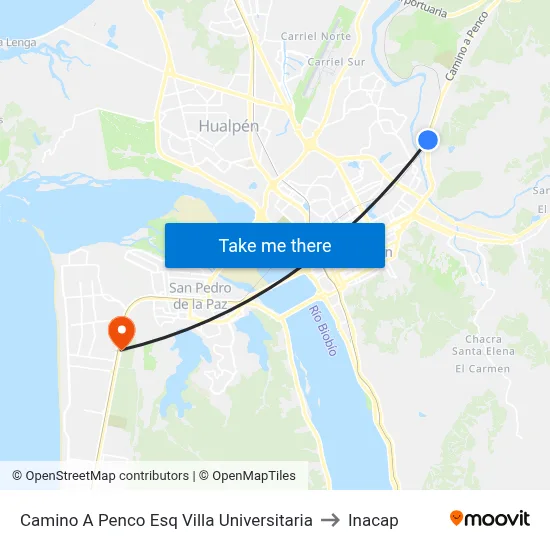 Camino A Penco Esq Villa Universitaria to Inacap map