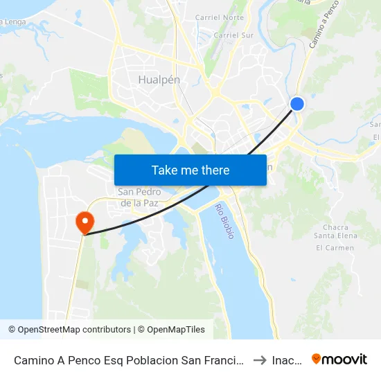 Camino A Penco Esq Poblacion San Francisco to Inacap map
