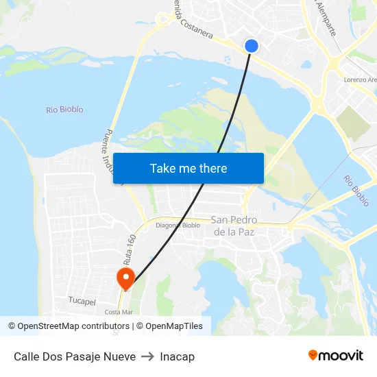 Calle Dos  Pasaje Nueve to Inacap map