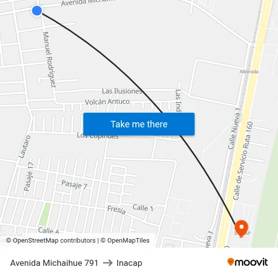 Avenida Michaihue  791 to Inacap map