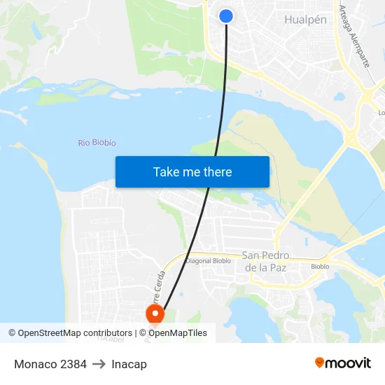 Monaco  2384 to Inacap map