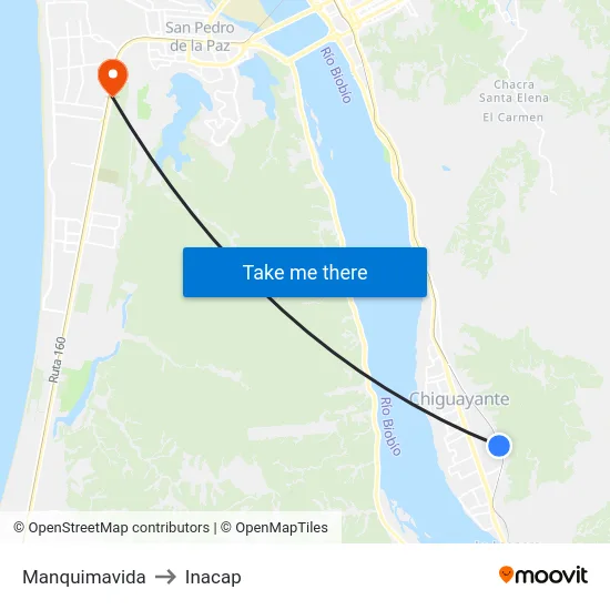 Manquimavida to Inacap map