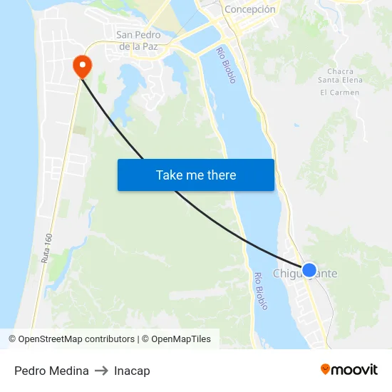 Pedro Medina to Inacap map