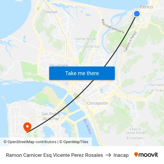 Ramon Carnicer Esq Vicente Perez Rosales to Inacap map