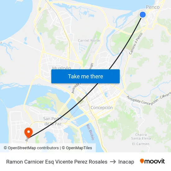 Ramon Carnicer Esq Vicente Perez Rosales to Inacap map