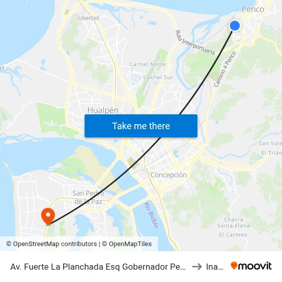 Av. Fuerte La Planchada Esq Gobernador Pedro De Osores to Inacap map