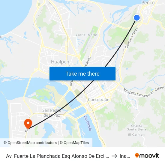 Av. Fuerte La Planchada Esq Alonso De Ercilla Oriente to Inacap map