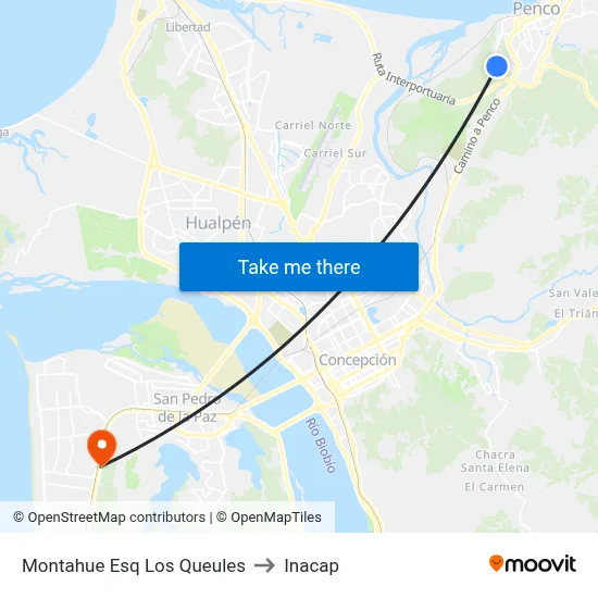 Montahue Esq Los Queules to Inacap map