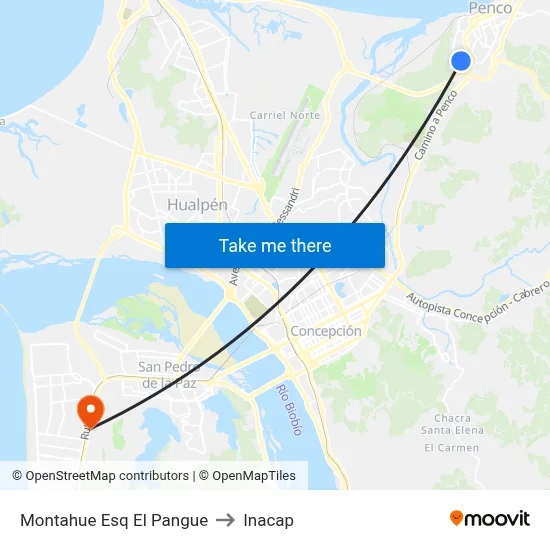 Montahue Esq El Pangue to Inacap map