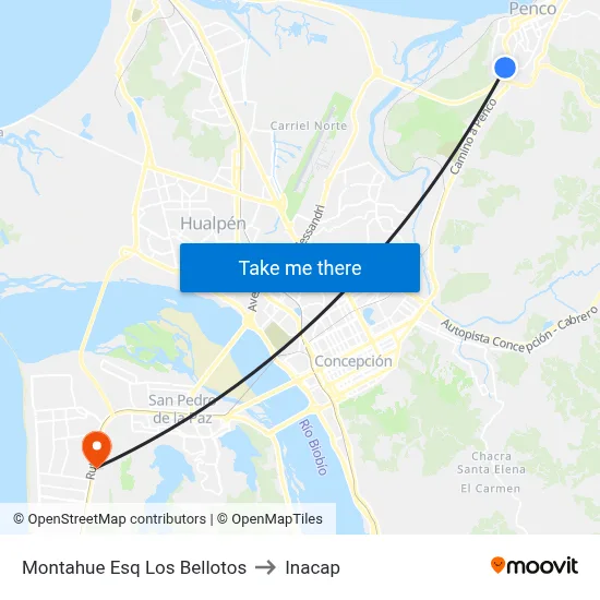 Montahue Esq Los Bellotos to Inacap map