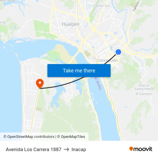 Avenida Los Carrera  1887 to Inacap map