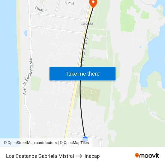 Los Castanos  Gabriela Mistral to Inacap map