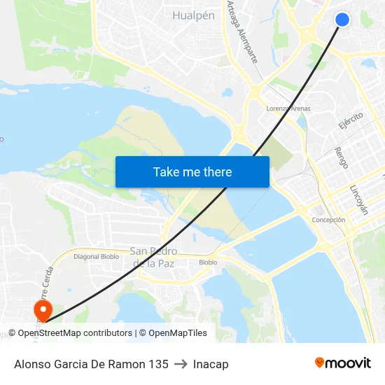 Alonso Garcia De Ramon  135 to Inacap map