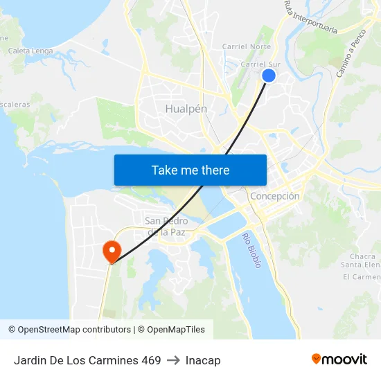 Jardin De Los Carmines  469 to Inacap map