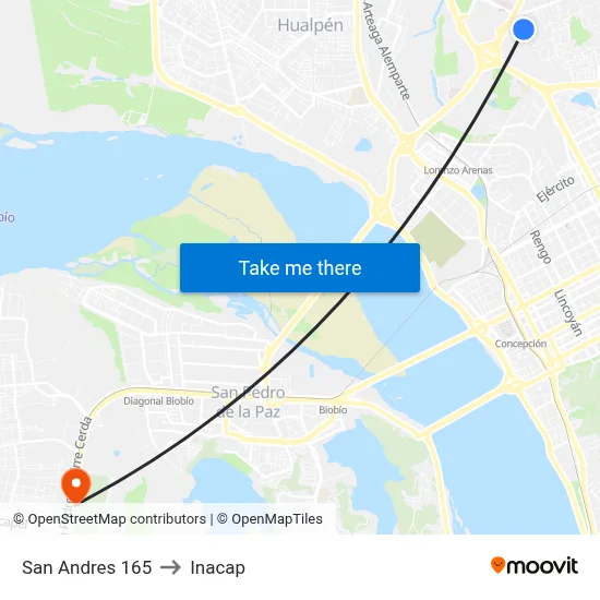 San Andres  165 to Inacap map