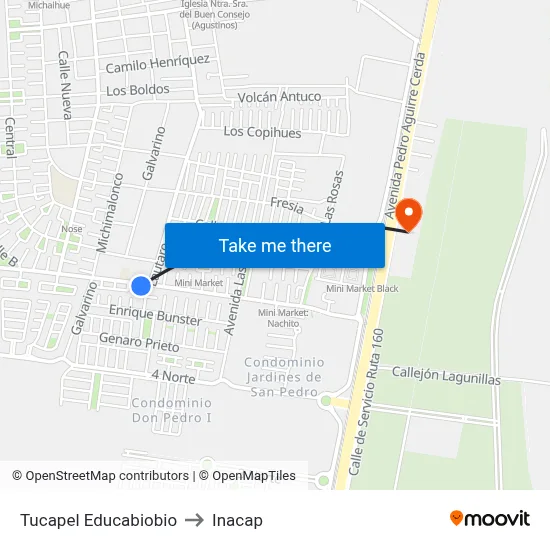 Tucapel  Educabiobio to Inacap map