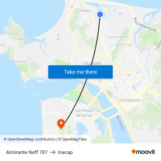 Almirante Neff 787 to Inacap map