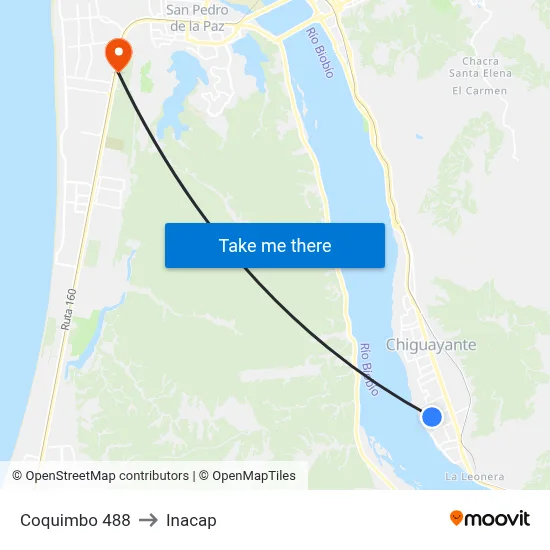 Coquimbo  488 to Inacap map