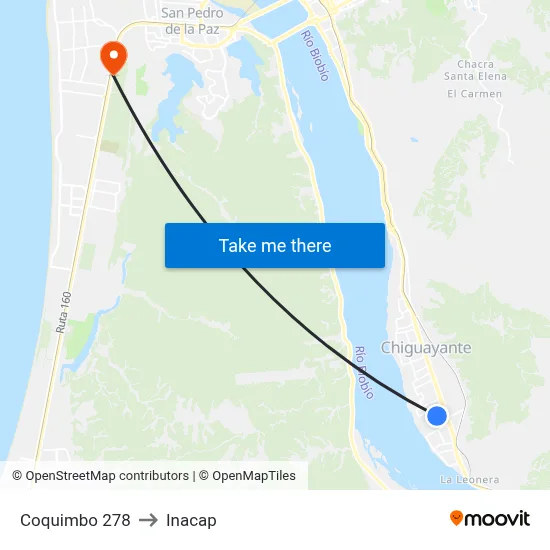 Coquimbo  278 to Inacap map