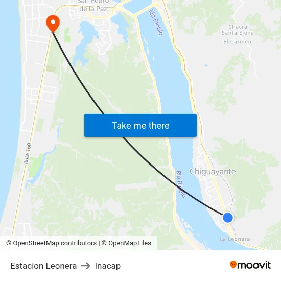 Estacion Leonera to Inacap map