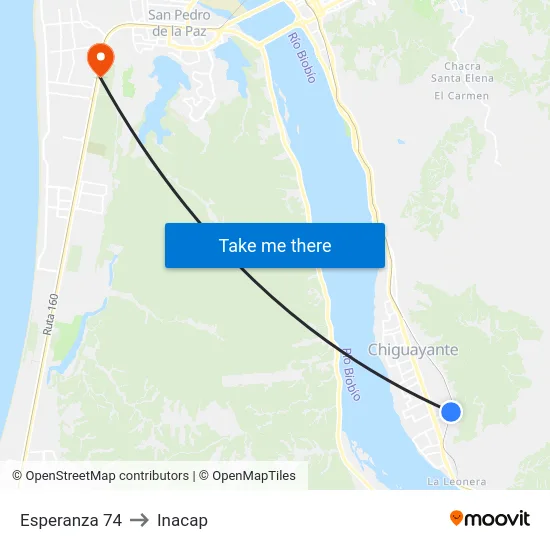 Esperanza  74 to Inacap map