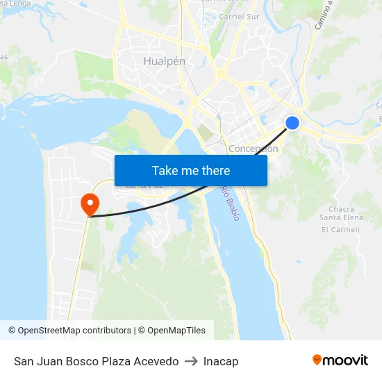 San Juan Bosco Plaza Acevedo to Inacap map