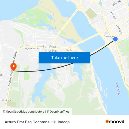 Arturo Prat Esq Cochrane to Inacap map