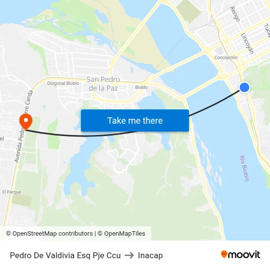Pedro De Valdivia Esq Pje Ccu to Inacap map