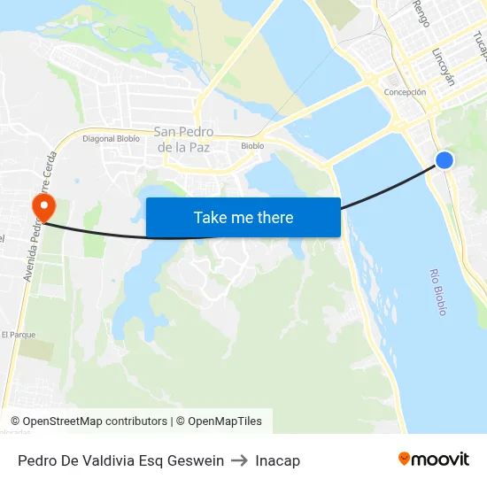 Pedro De Valdivia Esq Geswein to Inacap map