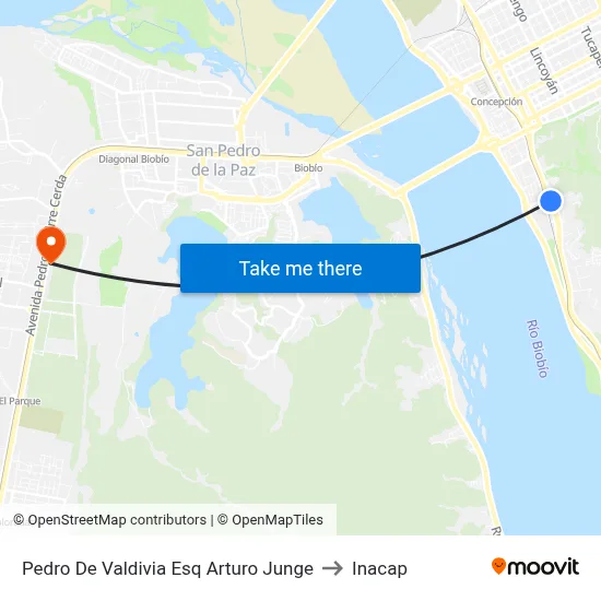 Pedro De Valdivia Esq Arturo Junge to Inacap map