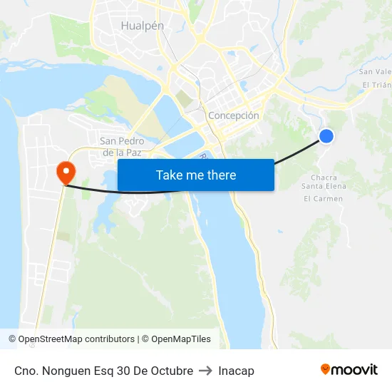 Cno. Nonguen Esq 30 De Octubre to Inacap map