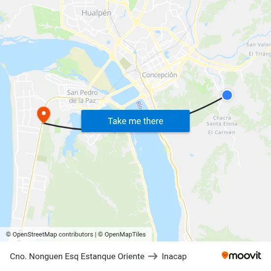 Cno. Nonguen Esq Estanque  Oriente to Inacap map