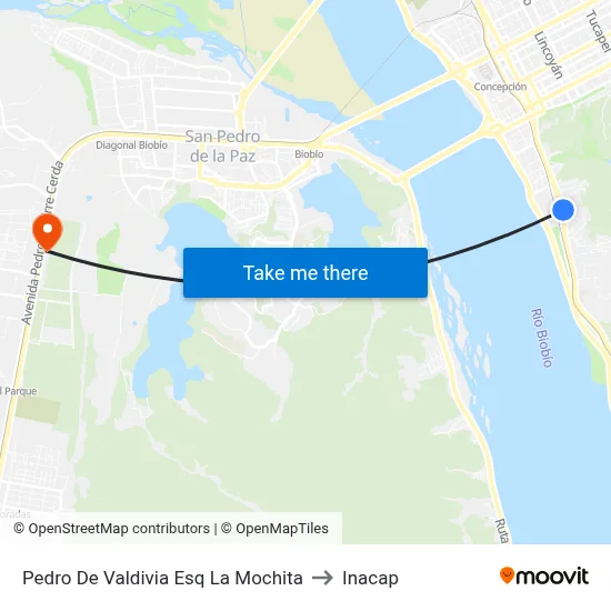 Pedro De Valdivia Esq La Mochita to Inacap map
