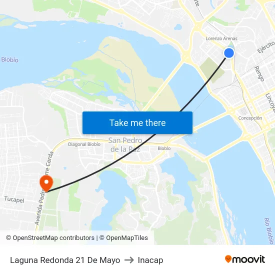 Laguna Redonda  21 De Mayo to Inacap map