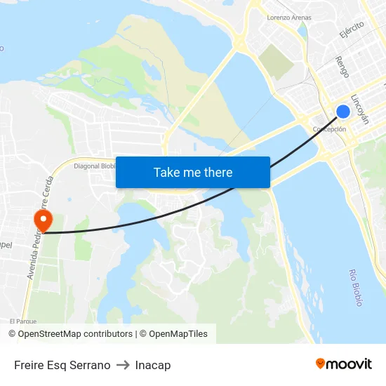 Freire Esq Serrano to Inacap map