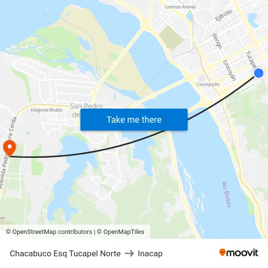 Chacabuco Esq Tucapel  Norte to Inacap map