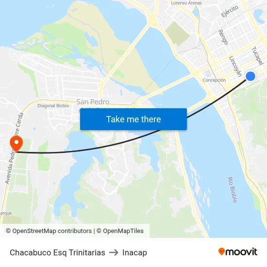Chacabuco Esq Trinitarias to Inacap map