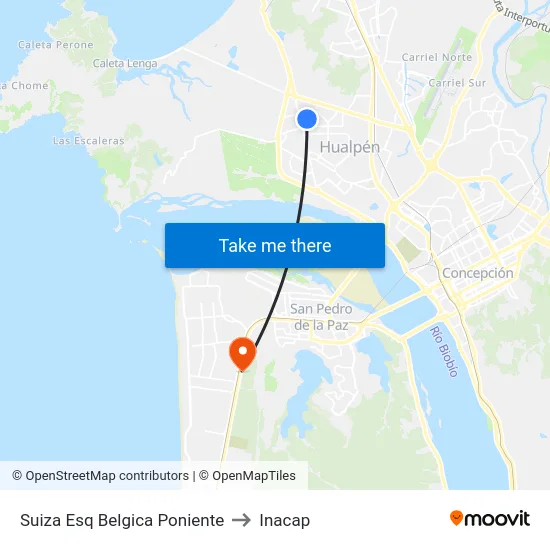 Suiza Esq Belgica  Poniente to Inacap map