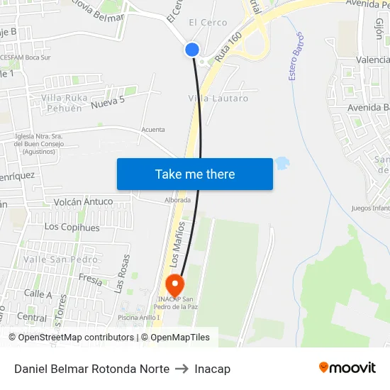 Daniel Belmar  Rotonda  Norte to Inacap map