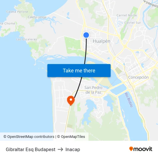 Gibraltar Esq Budapest to Inacap map