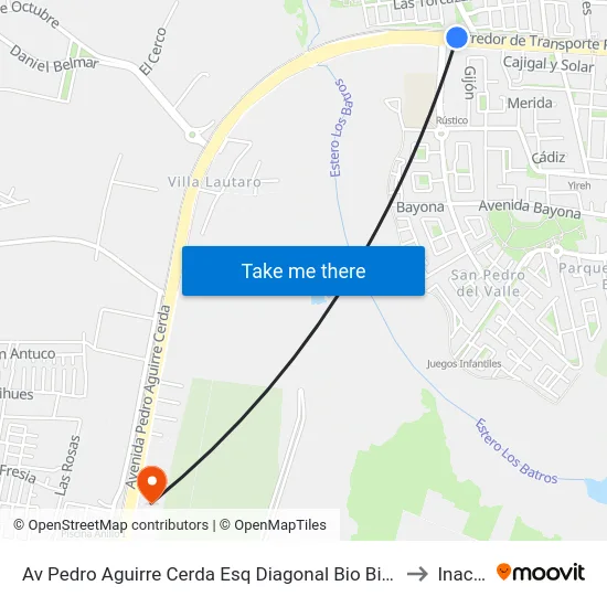 Av Pedro Aguirre Cerda Esq Diagonal Bio Bio  Norte to Inacap map