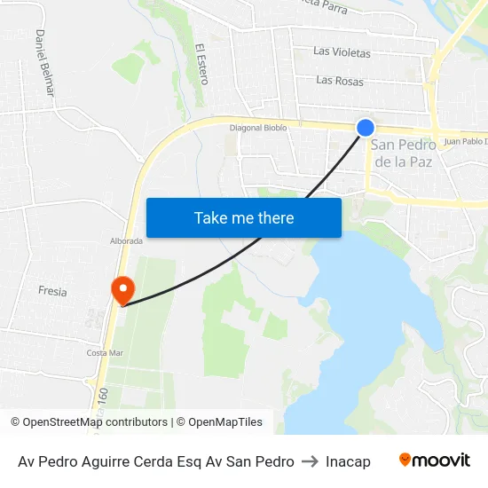 Av Pedro Aguirre Cerda Esq Av San Pedro to Inacap map