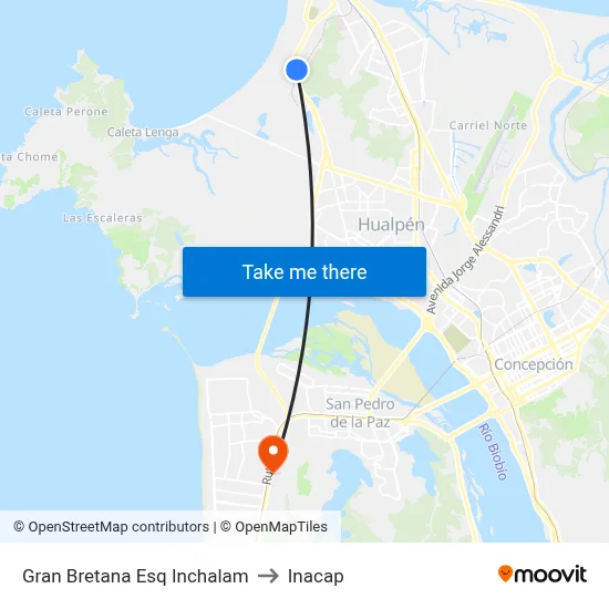 Gran Bretana Esq Inchalam to Inacap map