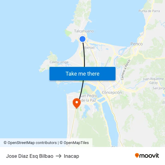 Jose Diaz Esq Bilbao to Inacap map