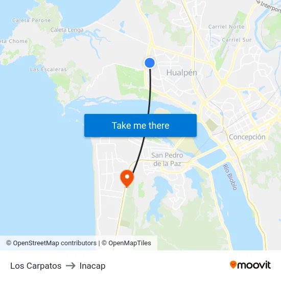 Los Carpatos to Inacap map